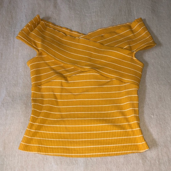 Lush Tops - Yellow off the shoulder crop top